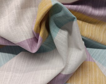 100% Cotton  poplin stripe pastel color fabric by the yard