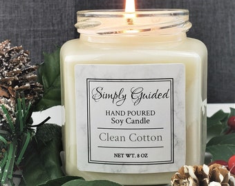 Soy Candle Clean Cotton 8oz Hex Jar