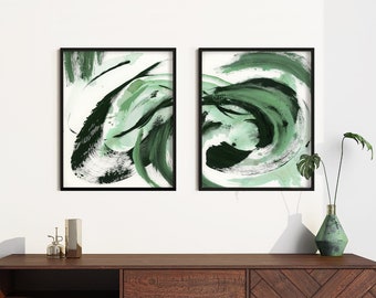 Green Abstract Art Prints, Printable Wall Art, Watercolor Paintings, Downloadable Art Prints, Contemporary Art, Zen Wall Art