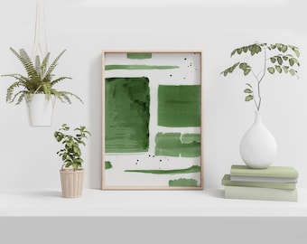 Printable Wall Art, Sage Green, Minimalist Art Print, Abstract Watercolor Painting, Downloadable Prints, Zen Wall Art