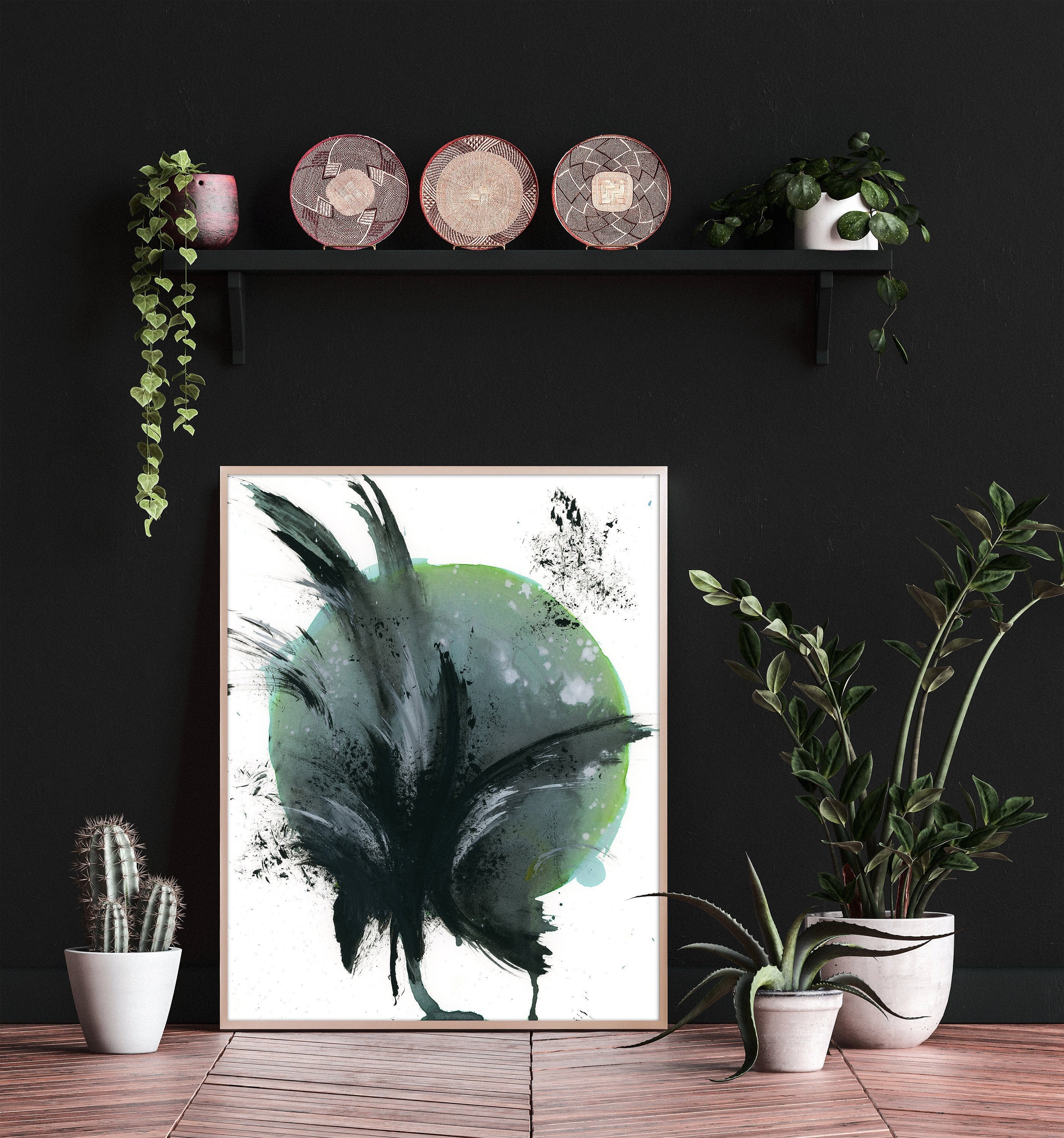 Blue Green Abstract Wall Art Printable Watercolor Painting Etsy