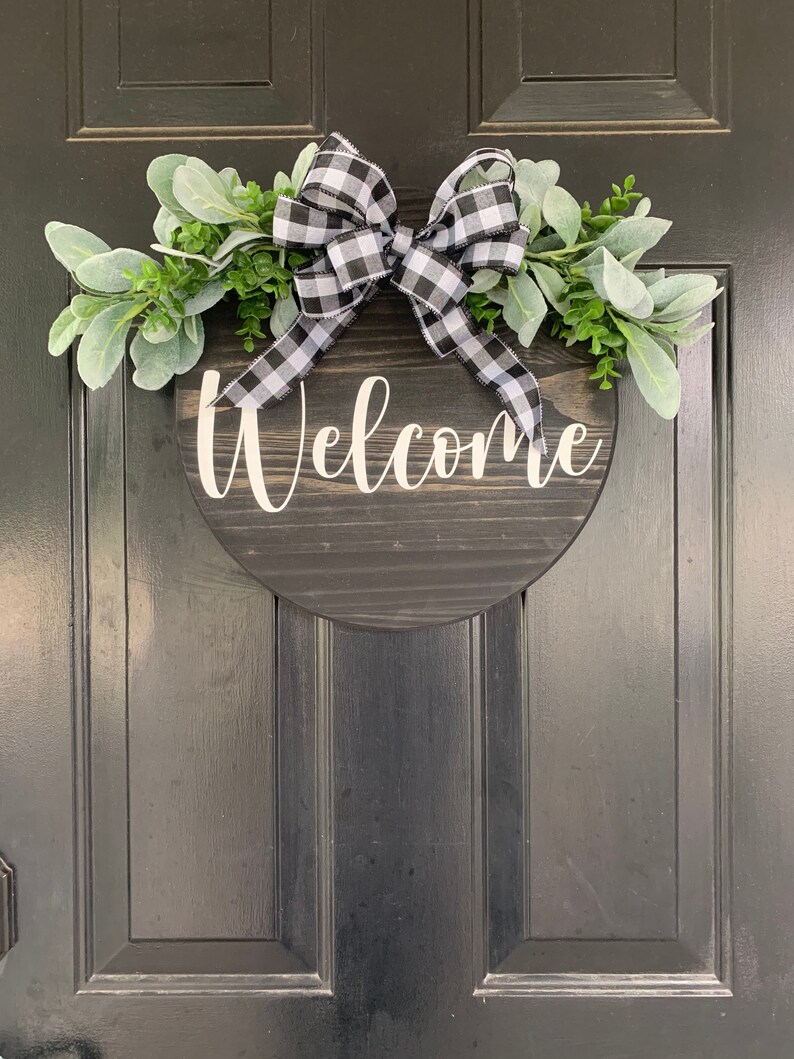 Door Hanger Round Wood Door Sign Door Decoration Etsy