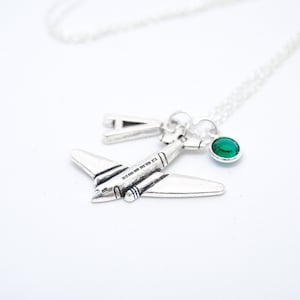 Gepersonaliseerde vliegtuig charme ketting vliegtuig sieraden vliegtuig reizen gift piloot stewardess initiële ketting Birthstone ketting geschenken