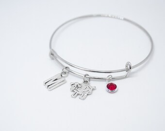 Sheep charm bracelet Farm themed gifts Personalized sheep bangle Sheep jewelry Sheep lover gift Animal Lover Personalised gift Birthstone