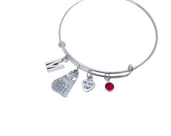 Cat bracelet Cat jewelry Personalized cat bangle Kitten bangle Kitty initial bracelet Cat lover gift Cat Charm Bracelet Kitten Bracelet gift