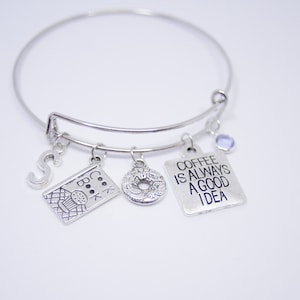 Cookery gift Baker bracelet Coffee charm bracelet Coffee bangle Cookbook bangle Donut bracelet Chef charm Coffee Bracelet Dunkin' Donuts