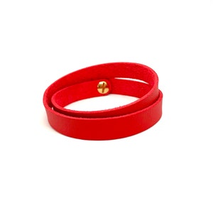 Red Leather Bracelet Minimalist style Double Bracelet Leather Jewelry Wrap Leather Cuff Bracelet for Women Unisex Bracelet Gift for women image 3