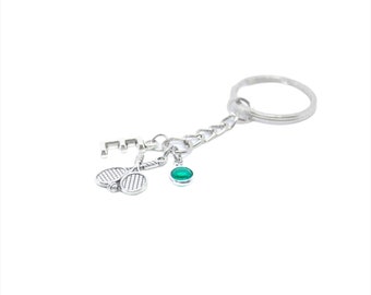 Tennis Keychain Personalized Tennis Racket Charm Key Chain Tennis Coach Gift Gift for Tennis Player Tennis Accessory Tennis Keyring Sport