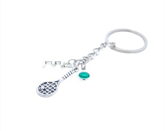 Personalized Tennis Keychain Sport Jewelry Tennis Racket Keychain Tennis Coach Gift for Tennis Player Tennis Accessory Tennis Keyring Sport