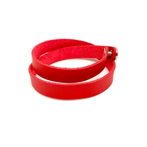 Red Leather Bracelet Minimalist style Double Bracelet Leather Jewelry Wrap Bracelet Bracelet for Women Unisex Bracelet Cuff Bracelet Gift image 2