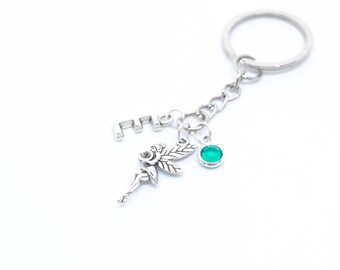 Personalized Fairy keychain Magic Gift Fairy keyring Fairy Initial keychain Fairy Jewelry Tinkerbell type charm keychain Magical keychain