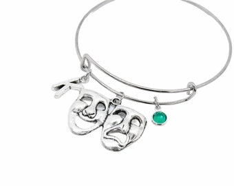 Drama mask bracelet Theatre Gift Personalized Comedy Tragedy Mask Theatre Mask Jewelry Musical Theatre Gift Actress Actor Drama Student Gift