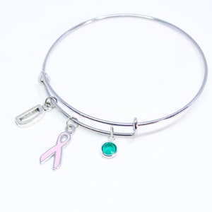 Cancer Survivor Bracelet Breast Cancer Bracelet Gift Cancer Awareness Bangle Jewelry Pink Ribbon Charm Sign Hope Courage Inspirational gift