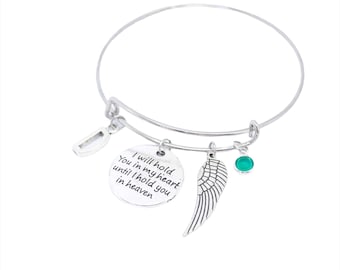 Bereavement Memorial Bracelet Loss of Mother Sister Son Dad Infant Loss Jewelry hold you in my heart hold you heaven Sympathy gift memorial