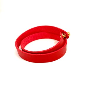 Red Leather Bracelet Minimalist style Double Bracelet Leather Jewelry Wrap Leather Cuff Bracelet for Women Unisex Bracelet Gift for women image 2