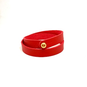 Red Leather Bracelet Minimalist style Double Bracelet Leather Jewelry Wrap Leather Cuff Bracelet for Women Unisex Bracelet Gift for women image 1