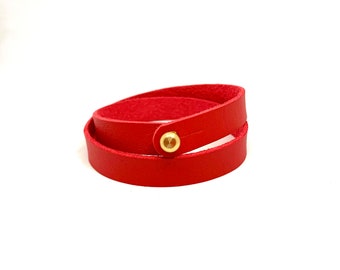 Red Leather Bracelet Minimalist style Double Bracelet Leather Jewelry Wrap Leather Cuff Bracelet for Women Unisex Bracelet Gift for women