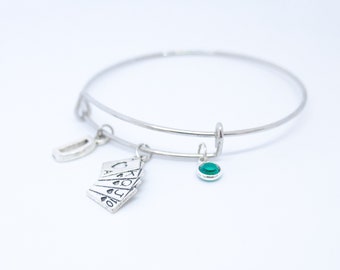Pulsera de póquer Jugando cartas pulsera inicial pulsera casino pulsera juego pulsera De Las Vegas pulsera personalizada inicial & Pulsera birthstone