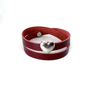Heart Leather Bracelet Leather Wrap Bracelet Leather Jewelry Heart Charm Heart Jewelry Mens Leather Bracelet Womens Leather Bracelet Gift