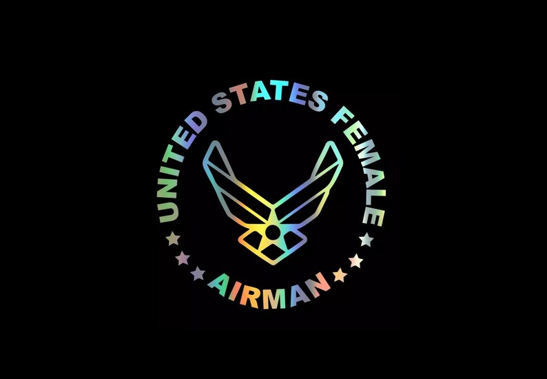 US Female Airman Air Force Car Decal Rainbow Holographic Etsy