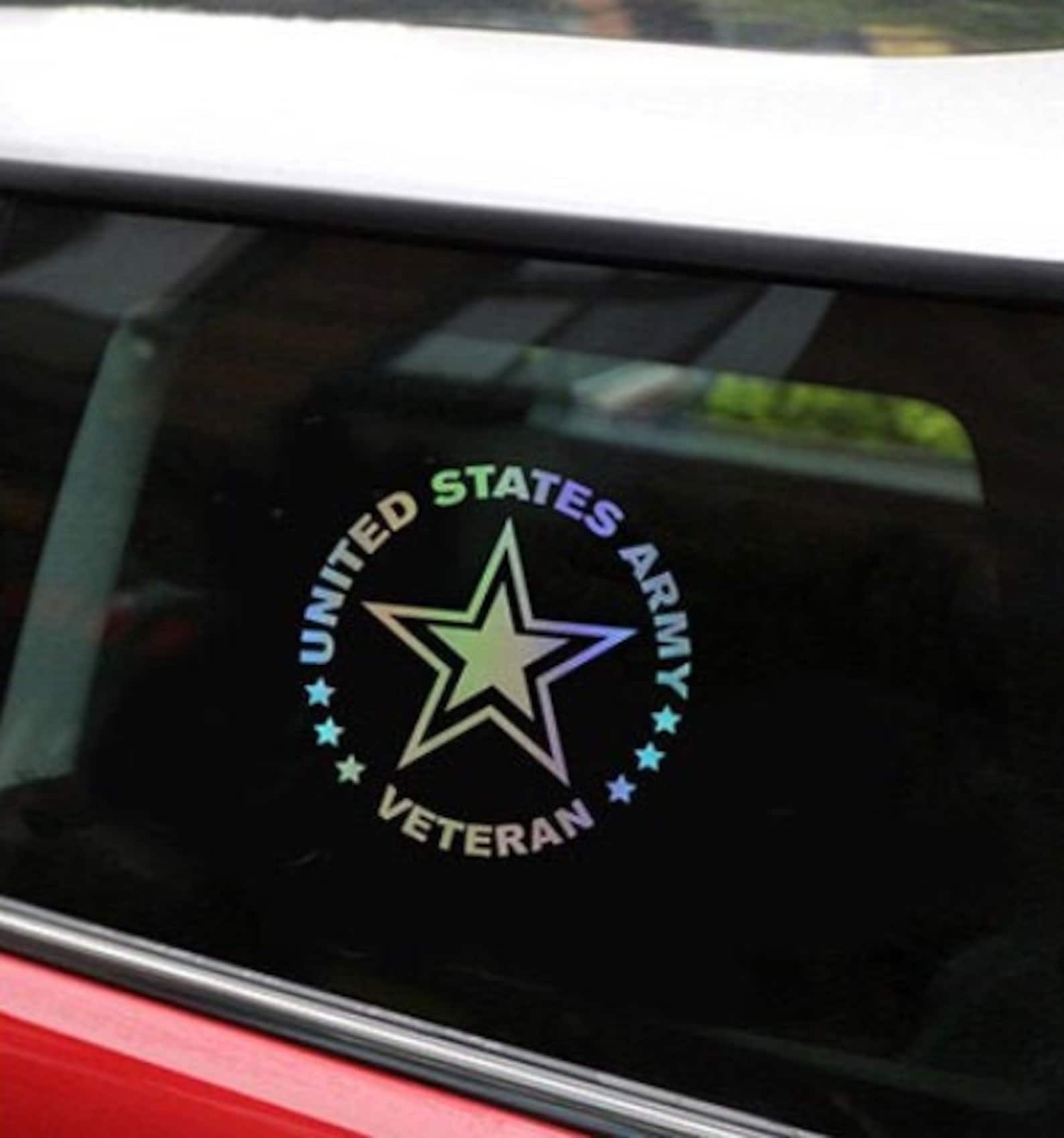 Us Army Veteran Retired Car Decal Rainbow Holographic Window Etsy