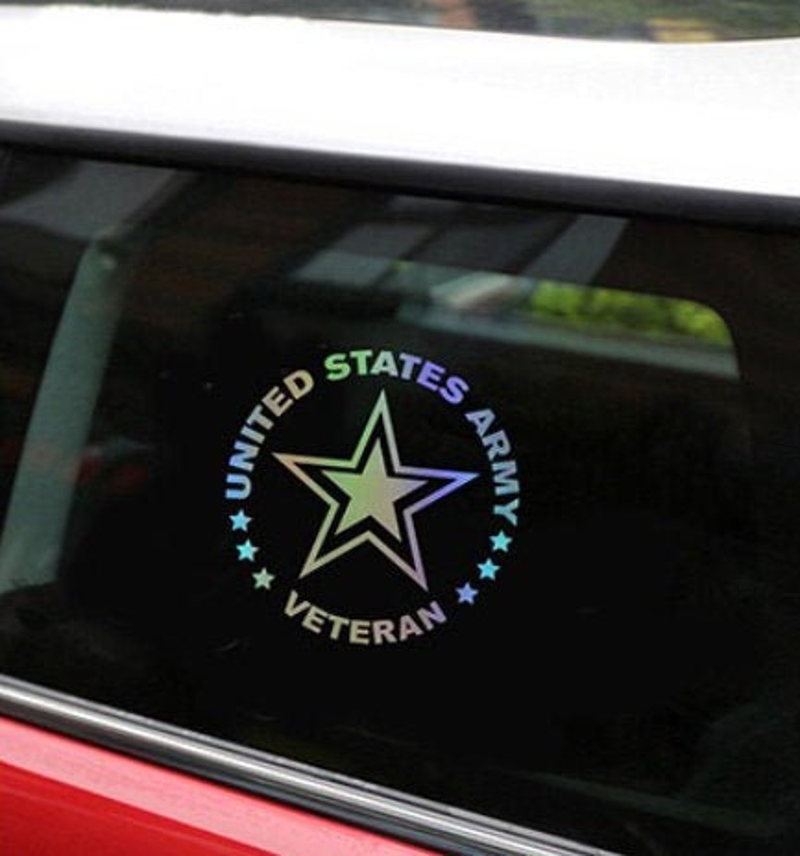 Us Army Veteran Retired Car Decal Rainbow Holographic Window Etsy