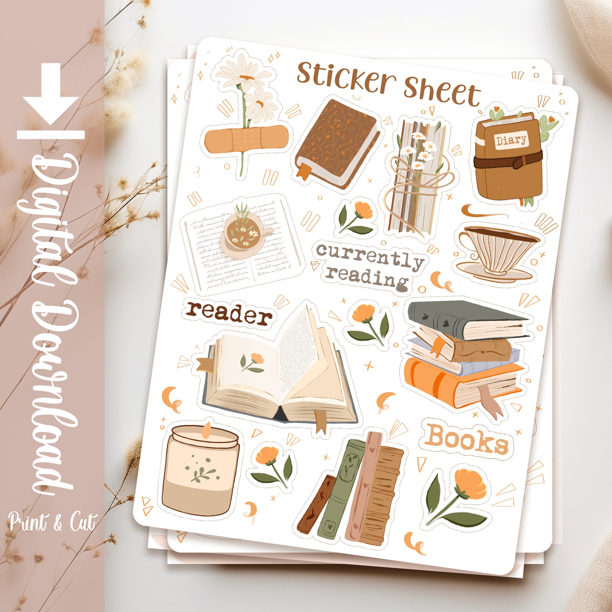 Cottage Core Sticker Sheet, Planner Stickers, Scrapbook Stickers, Journal  Stickers, Nature Stickers, Countryside, Aesthetic Cosy Stickers 
