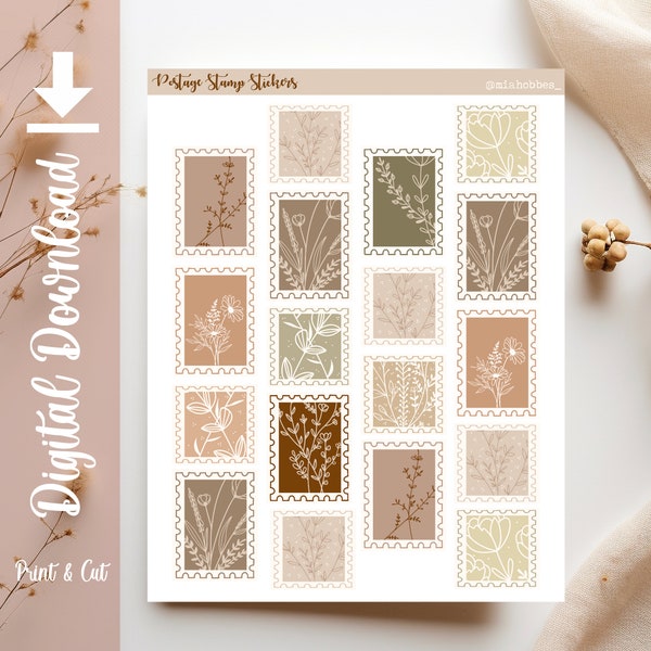 Postage Stamp Printable Sticker Sheet For Any Planner By Mia Hobbes