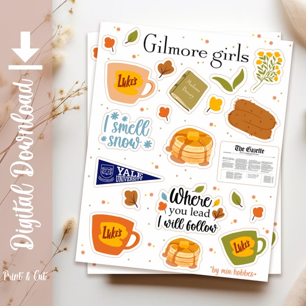 PRINTABLE Gilmore Girls  Sticker Sheet, Gilmore Girls, Luke's  Sticker , Rory Gilmore By Mia Hobbes