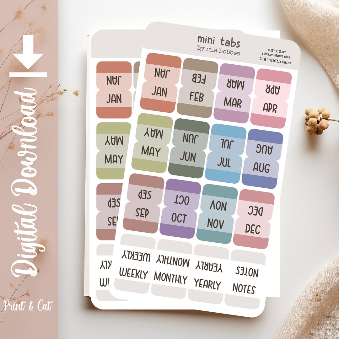 PRINTABLE Mini Hobonichi Tab Stickers , Hobonichi Colors Tab Sticker ... PRINTABLE Mini Hobonichi Tab Stickers , Hobonichi Colors Tab Sticker ...