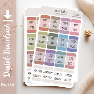 Adesivi Mini Hobonichi Tab STAMPABILI, Adesivi Hobonichi Colors Tab per Hobonichi Cousin And Weeks o qualsiasi altro planner di Mia Hobbes