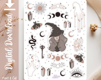 Witchy Printable Sticker Sheet For Any Planner By Mia Hobbes