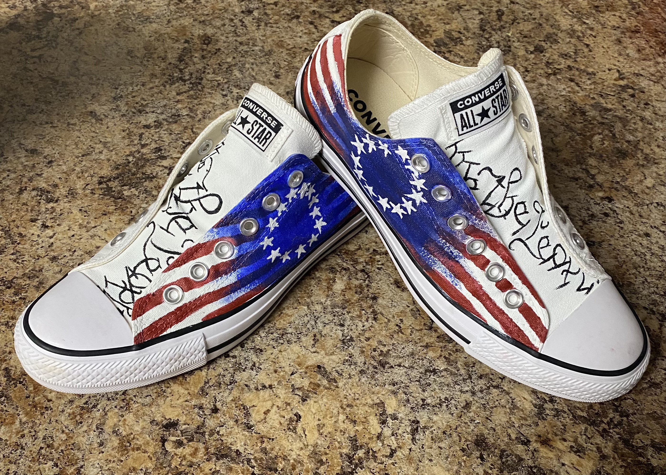 Flag With WE THE Hand Painted Converse