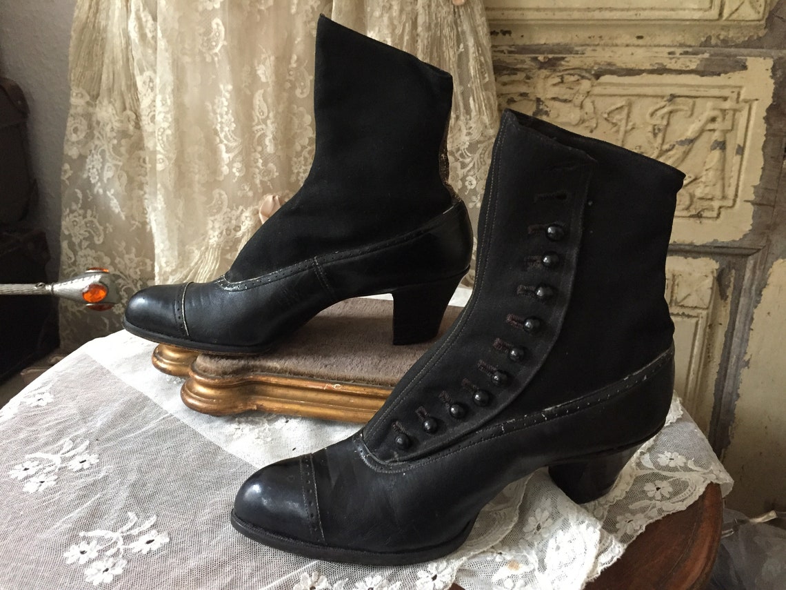 victorian style boots with buttons