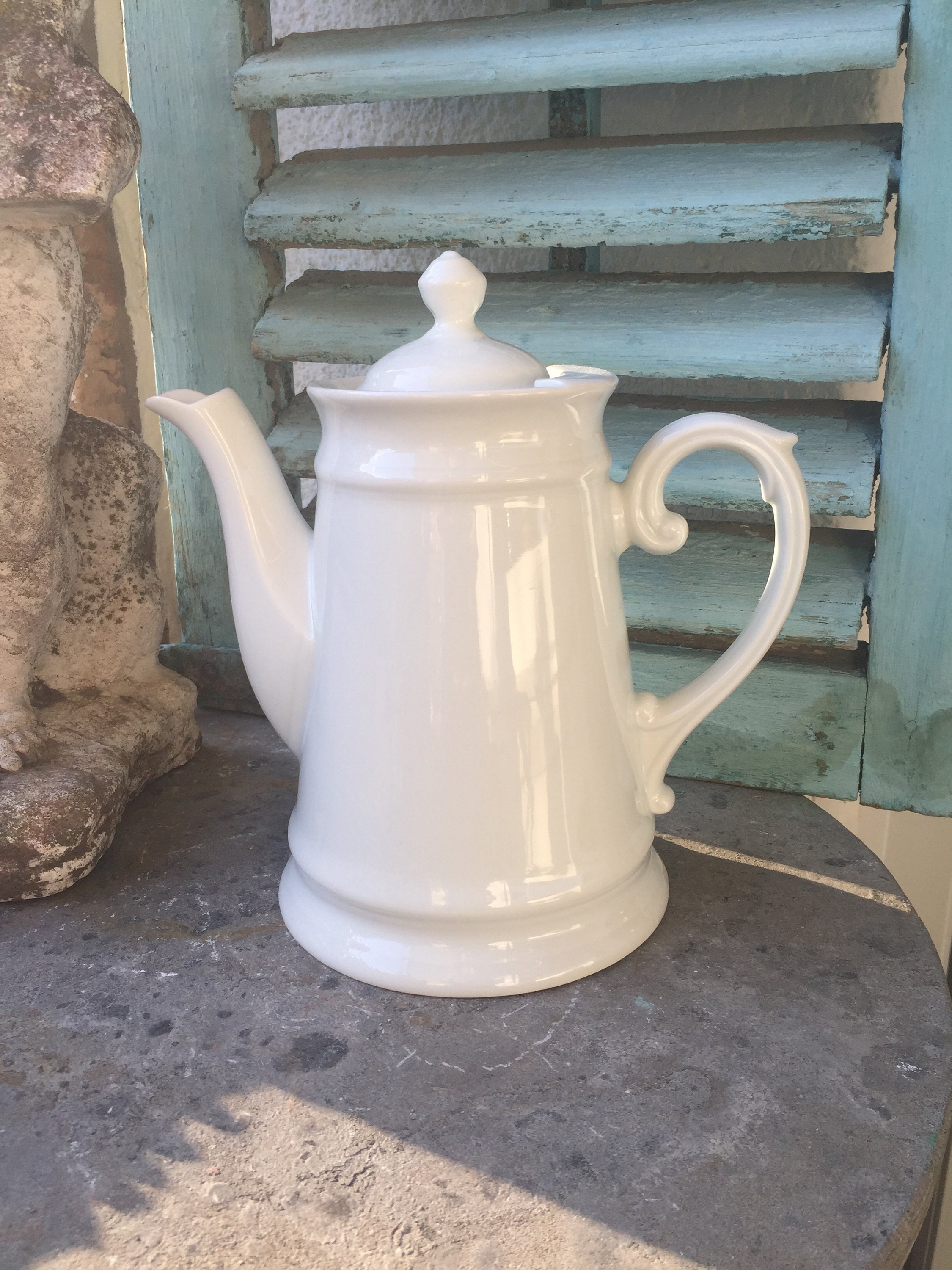 Large heavy antique coffee pot thickwalled porcelain rustic Etsy