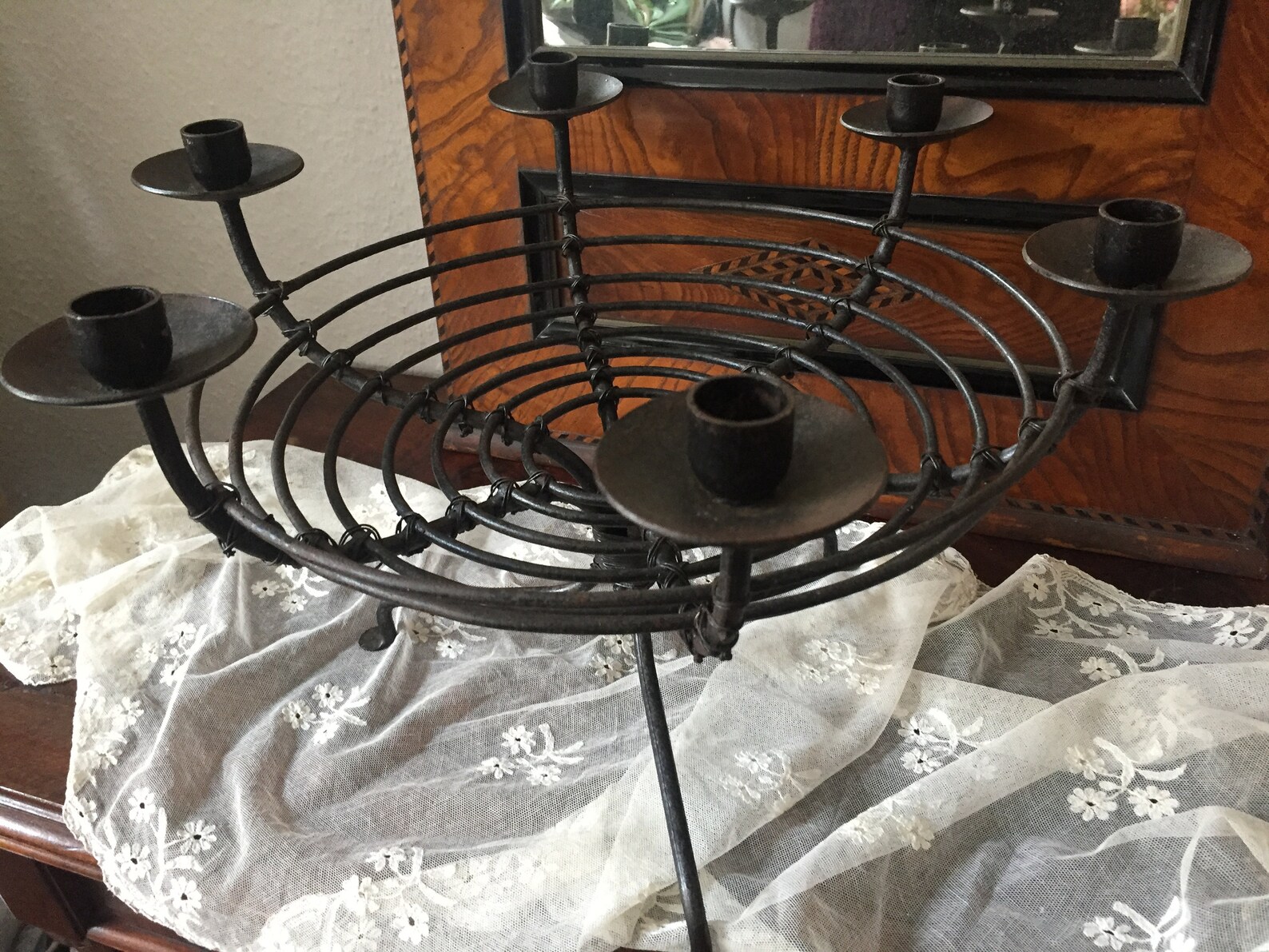 Iron Candle Holder Basket Wire Basket Deco Bowl Metal Patina Etsy UK
