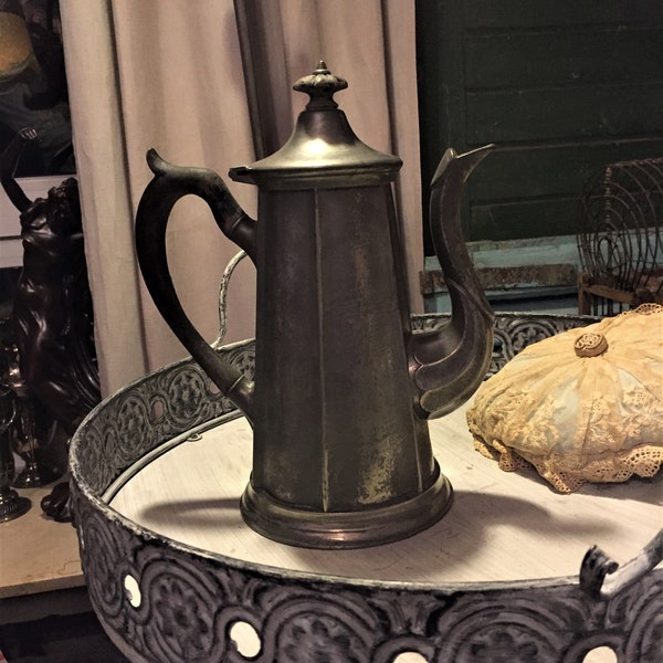 Antike rustikale Kanne Kaffeekanne Metall 19. Jahrhundert Zinn ? Zink ? rustic Landhaus Cottage antique Brocante Shabby Chic Vintage Deko