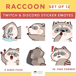 Twitch Emotes Cute Animal Raccoon Discord Emotes Cute PNG Sticker Raccoon  Discord Emotes Kawaii Raccoon Animal Emotes Twitch Discord Set 12
