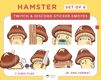 Twitch Emotes Cute Mushroom Discord Emotes Cute PNG Sticker Mushroom Twitch Discord Emotes Kawaii Mushroom Emotes Twitch Discord Set