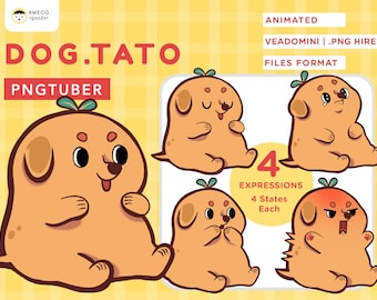 PNGtuber Cartoon Dog Streaming Avatar: Veadomini & PNG | Beginner Streamer Character | Veadotube OBS Ready | Easy to use
