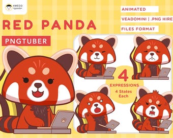 PNGtuber Anime Roter Panda Live-Avatar: Veamini & PNG | Anfänger Charakter | Veadotube OBS Bereit | Einfach zu bedienen