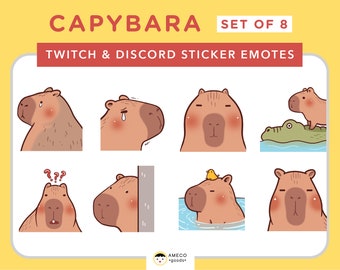 Capybara sticker set schattige Discord Twitch Emotes sticker Capybara Twitch Discord Emotes Kawaii Capybara Emotes Twitch Discord sticker set