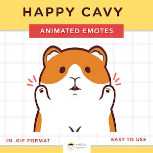 Emoticono animado de conejillo de indias, emoticonos animados de giros adorables, gif de conejillo de indias de dibujos animados, pegatina animada fácil de usar de Vtuber, cavy