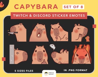 Leuke sticker set Capybara Discord Twitch Emotes Sticker Capybara Twitch Discord Emotes Kawaii Capybara Emotes Twitch Discord Sticker Set