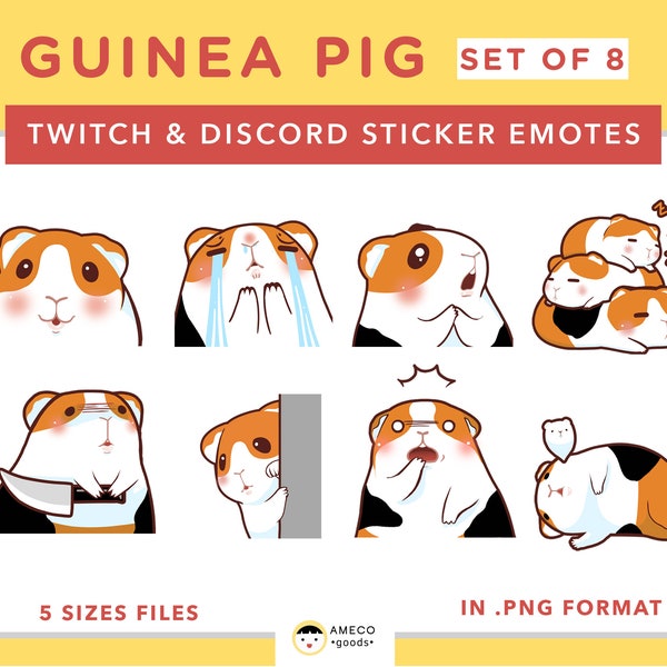 Twitch Emotes Cute Animal Discord Emotes Cute PNG Sticker Guinea Pig Twitch Discord Emotes Kawaii Cavia Animal Emotes Twitch Discord Set