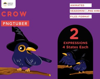 PNG tuber Raven, Crow Witch Youtube Twitch Streaming Avatar (Veadomini & .PNG format)