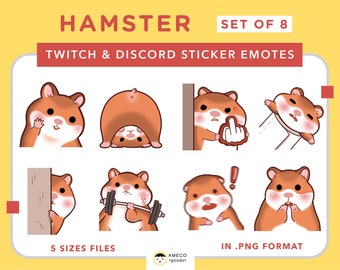 Cute Hamster Emotes/Sticker Set: Twitch & Discord (Digital Download)