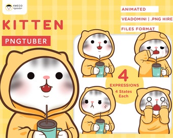 Cute Kitten PNGtuber Avatar: British Shorthair, 4 Expressions (Veadotube)