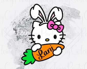 Bunny HK Kitty Carrot Plaque Cookie Cutter - Easter Hello Kitty - Easter Cookie Cutters