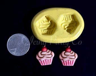 Cherry Cupcake Silicone Mold - Earrings Mold - Fondant Mold
